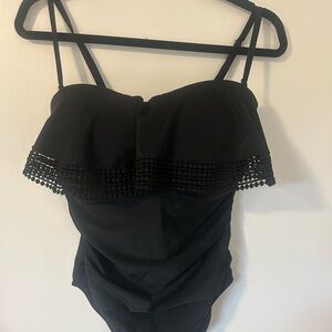 KONA SOL Women’s Size Large Black One Piece Convertible Swimsuit/Bathing Suit